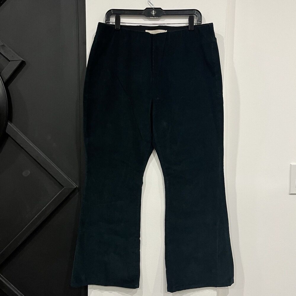 Soft Surroundings Green Corduroy Velvet Flare Pants Size Petite XL